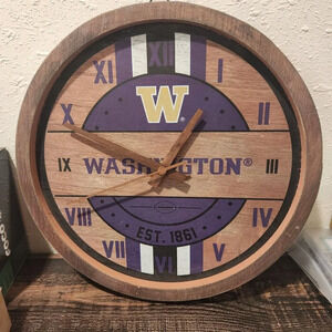 University‎ of Washington Huskies College Wooden Purple/Gold Clock